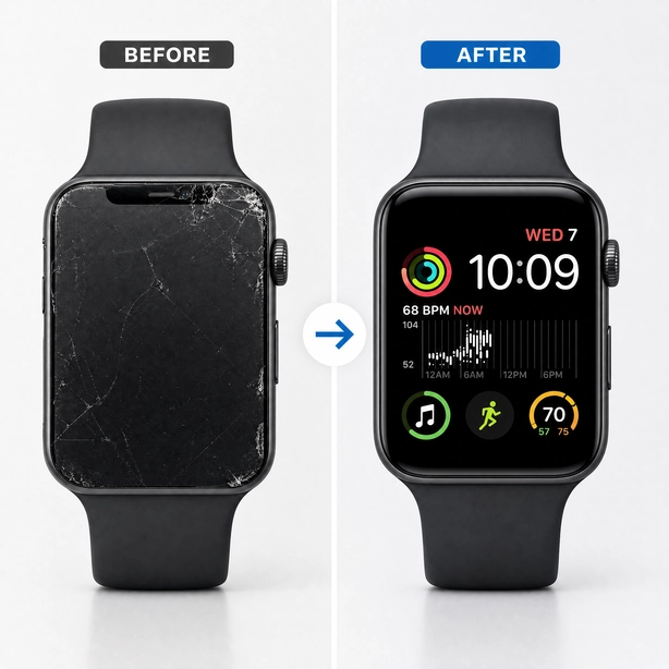 Apple Watch repair before and after at A&S Digital Wireless